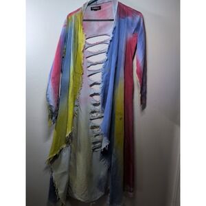 Thrill Jeans Ladies Tie Dye Distressed Long Shirt/Duster‎  Large